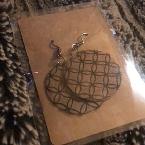 Homemade wooden earrings in black